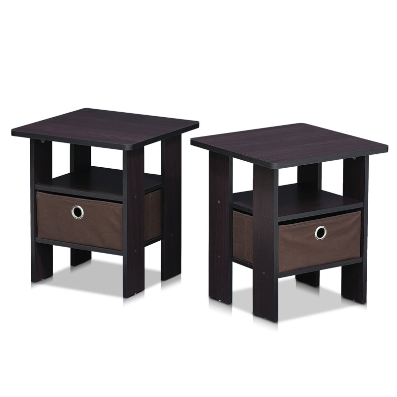 Gigi Nightstand With Bin Drawer, Dark Walnut, Set of 2