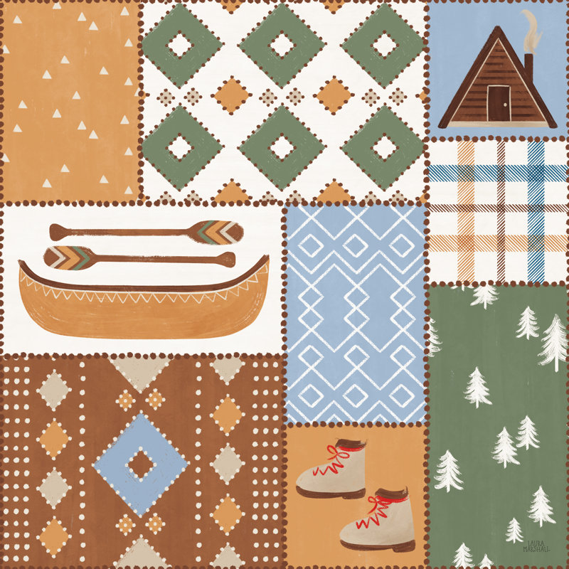Take A Hike Pattern I by Laura Marshall - Wrapped Canvas Painting, 91cm H x 91cm W x 3.8cm D