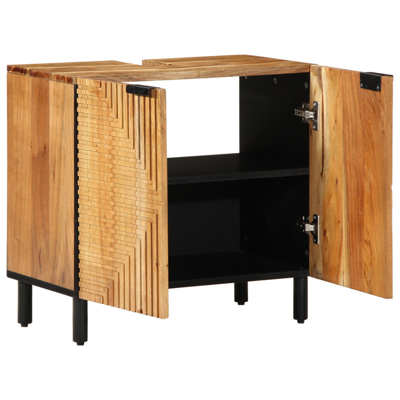 Armoire pour lavabo de salle de bain 24,4 x 1,3 x 22,8 po en bois massif vidaXL