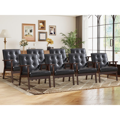 Chesterle 25''Wide Classic Soft Tufted Accent Chair With Solid Wood Arms And Legs