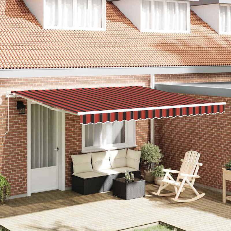 Brayden Studio 400cm W Polyester Cover Retractable Door / Window Awning, Brown, 400 cm W x 350 cm D