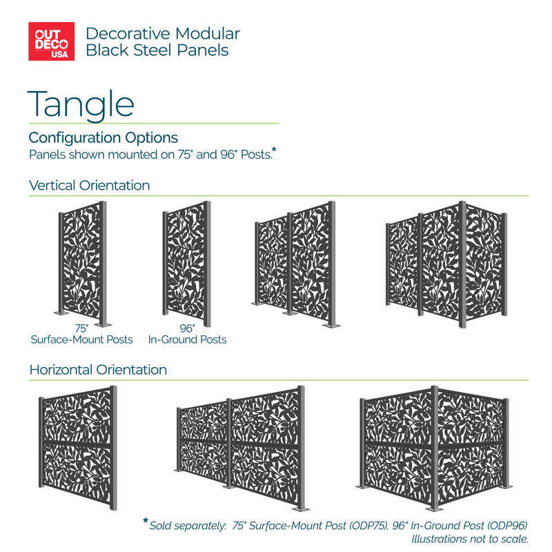 Black Powder Coated Steel 3'x6' Decorative Panel