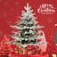Sapin de Noël floqué préilluminé de 90 cm avec 100 lumières DEL bicolores et 528 branches, base en toile de jute et ciment