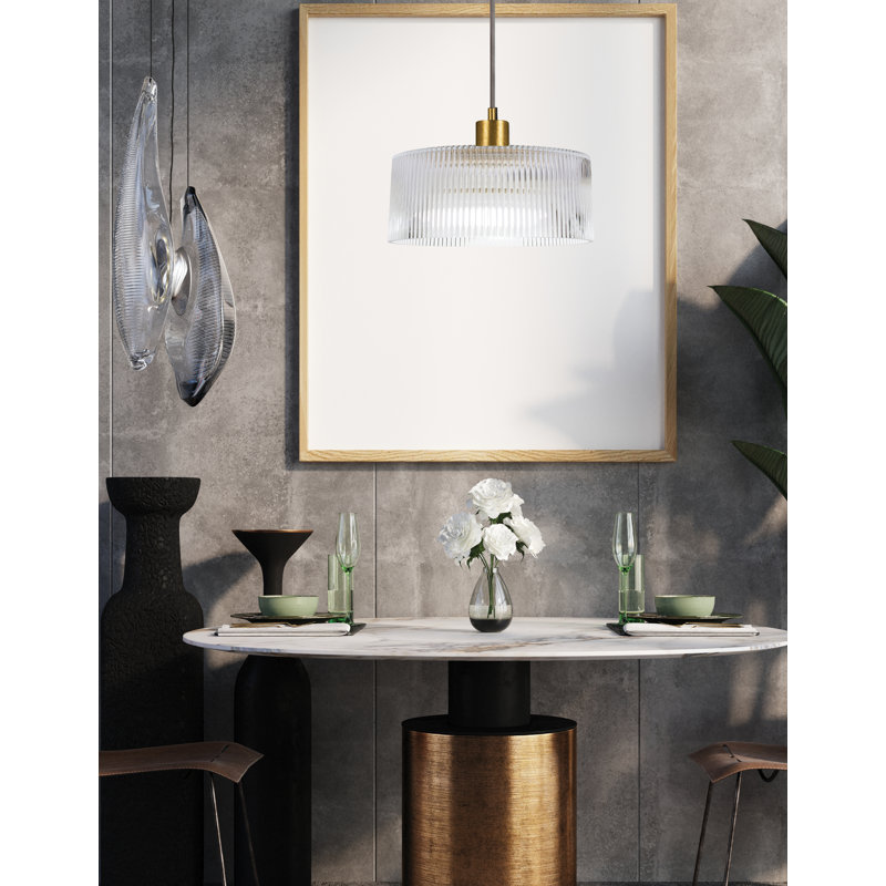 Luminaire suspendu 1 lumière Nadine, H 78,75 po x l 11,75 po x P 11,75 po, Laiton vieilli