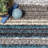 City Striped Shag Tufted Performance Brown/Teal/Blue Rug-2119102901