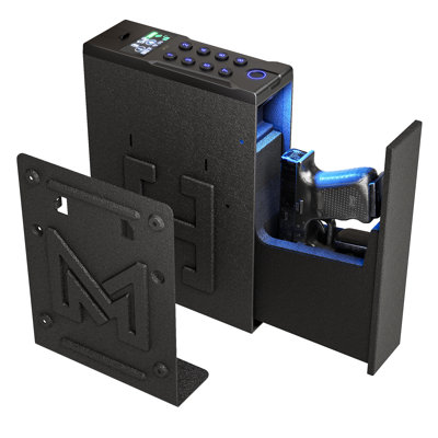 Smart Fingerprint Handgun Safe in Heavy Duty Steel with Keypad and Key Access, Quick Access, App Control and LCD Display for Bedside, Desk, Dresser and Car