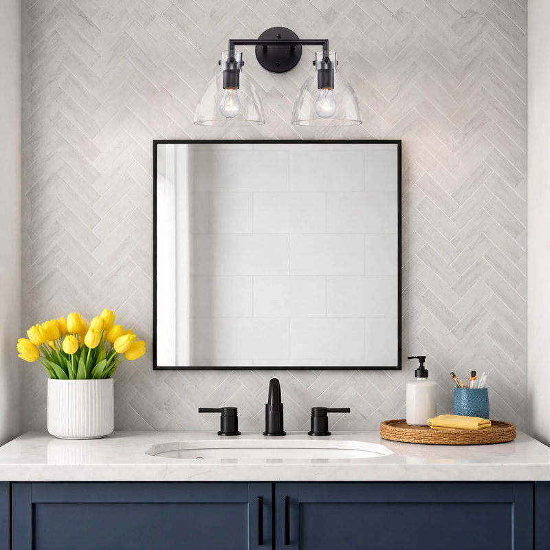 Éclairage pour meuble-lavabo à intensité variable 2 lumières Martins, Noir