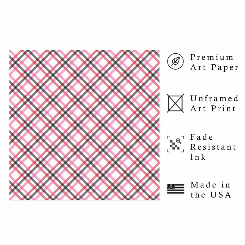 Abstract Pink Plaid Pattern Modern Unframed Art Print