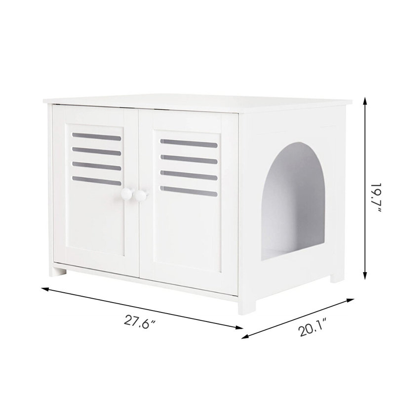 Enceinte de litière pour chat avec portes à persiennes Grande toilette cachée pour la plupart des meubles de litière