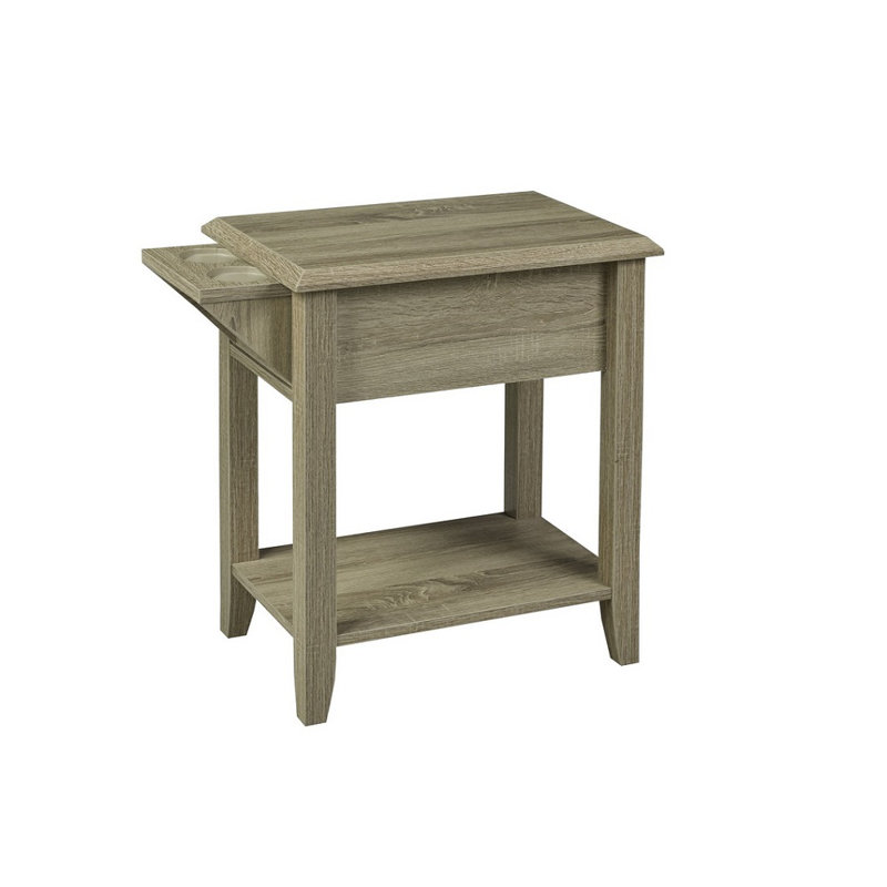 Support pour téléphone avec tiroir de rangement et porte-gobelets Keriona, taupe foncé