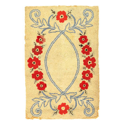 Antique American hooked rug 2'x 3'