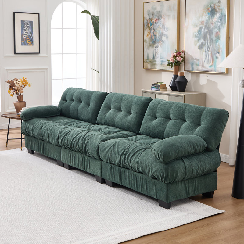 Canapé modulaire avec sièges profonds et confort, 35" H x 123" W x 35" D, Green