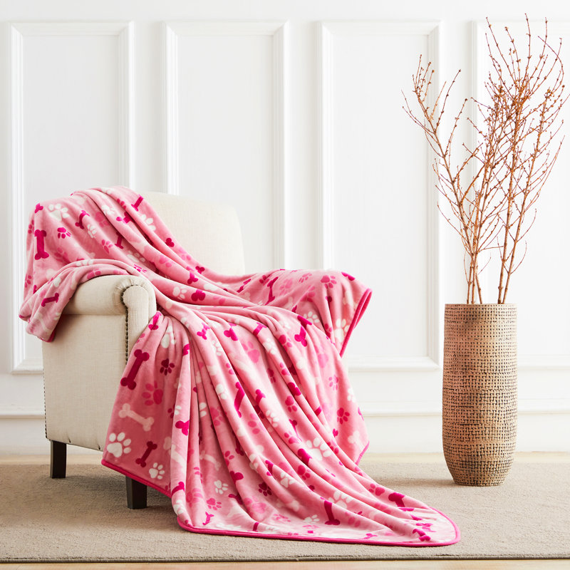 Pink Reversible Fleece Pet Blanket 32" x 24"