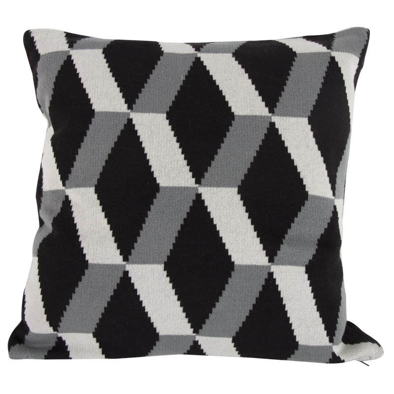 Geometric Black and Gray Cotton Throw Pillow Set
