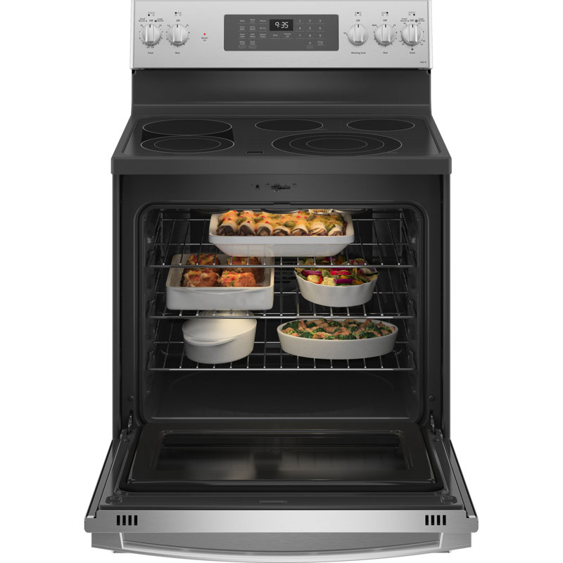 Cuisinière électrique autoportante 30 po 5,3 pi cu GE Smart Appliances, Acier inoxydable résistant aux empreintes digital