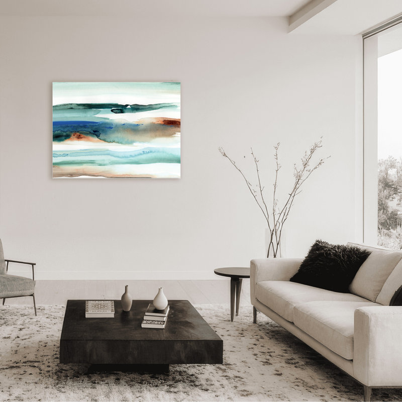 Coastal Retreat Beach Waves Abstract, 30" H x 40" W x 1.5" D, Wrapped Canvas, Does Not Apply