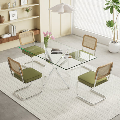 Modern 63" Glass Dining Table Set