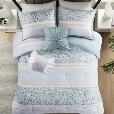 Ensemble d'édredon 5 pièces avec coussins décoratifs King / Cal King