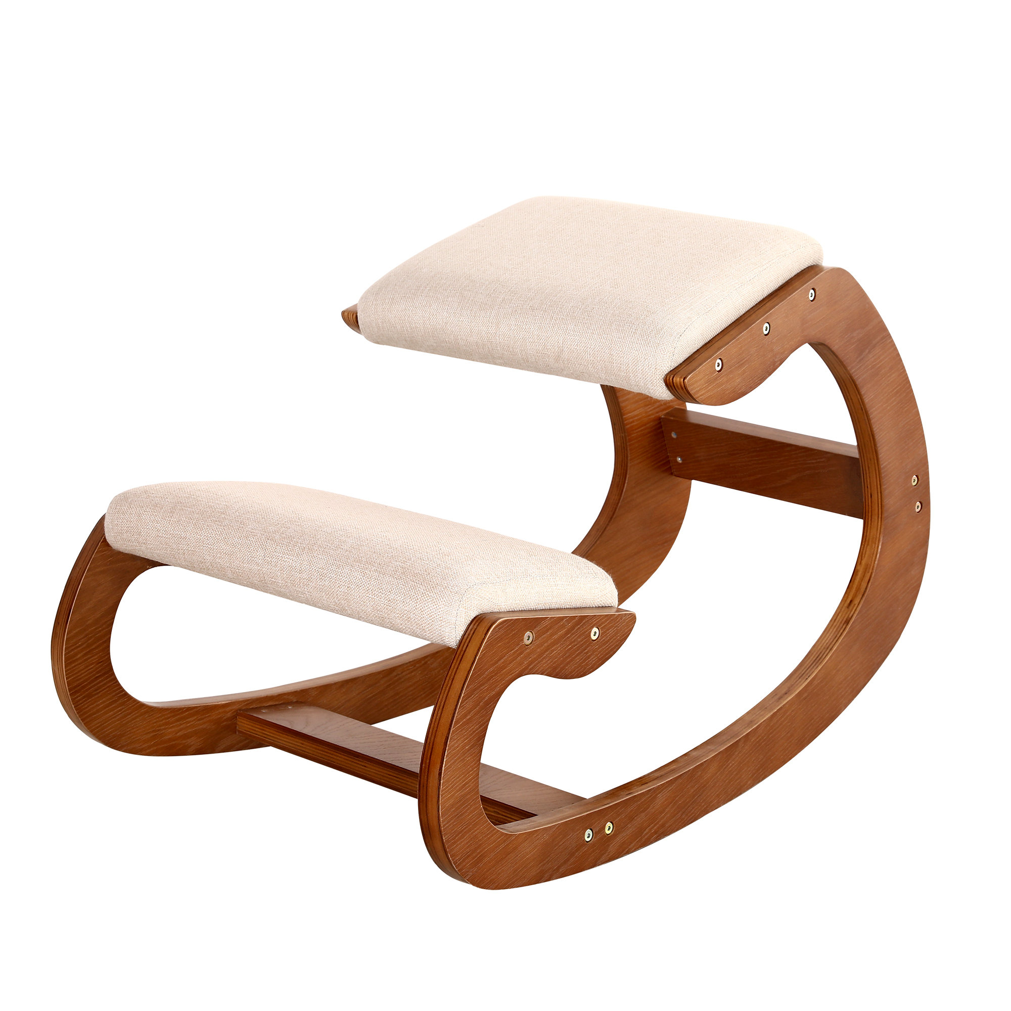 YOOMEMM Kneeling Chair,Ergonomic for Office with Wood Back Support,Walnut  Finish,Height and Angle Adjustable to Reduce Back Pain,Upright Sitting