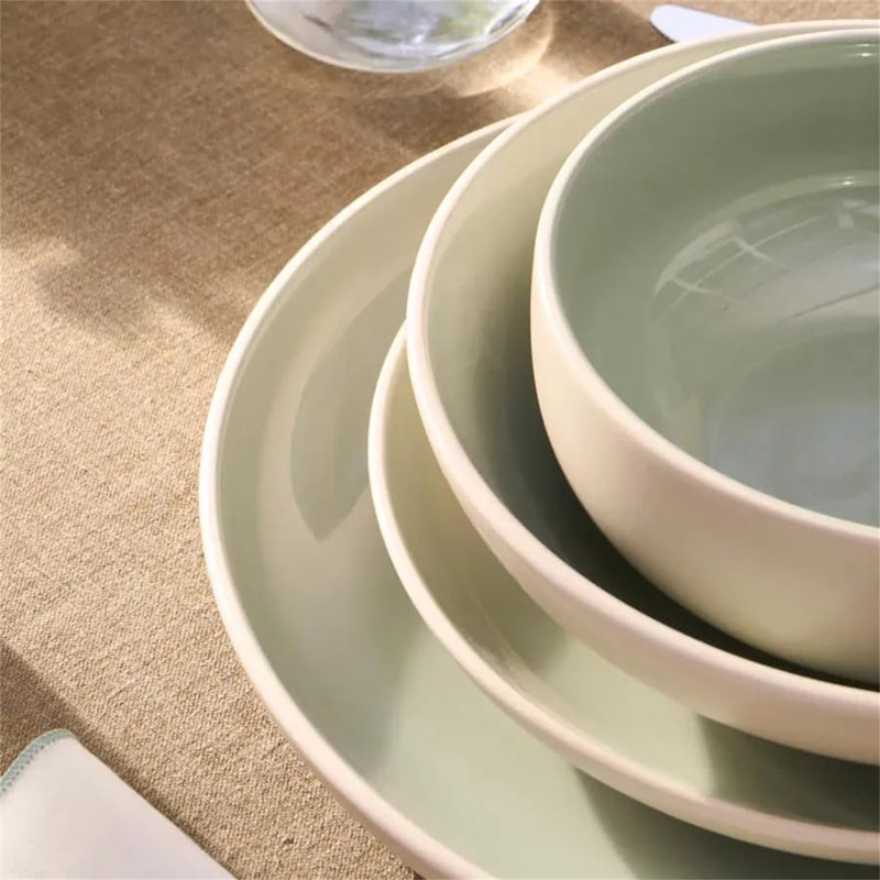 Rhonna Piece Porcelain China Dinnerware Set - Service for 6, Green