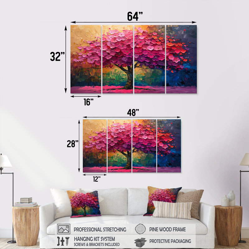 «Rose Cherry» - impression d'art mural cerisier rose et bleu, H 28 po x l 48 po