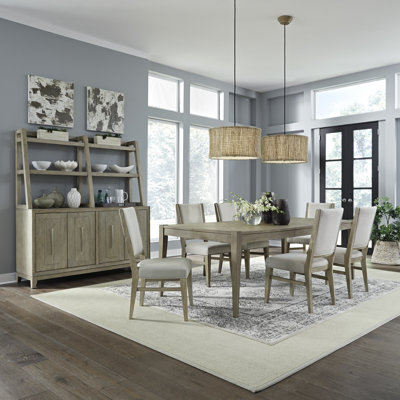 Chantee 7 Piece Rectangular Dining Table Set w/ 6 Upholstered Chairs