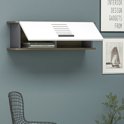 Tablette murale moderne, noyer et anthracite / blanc, panneau de particules recouvert de mélamine à 100%, épaisseur: 0,7 pouce | Capacité de poids maximale: 11 lb