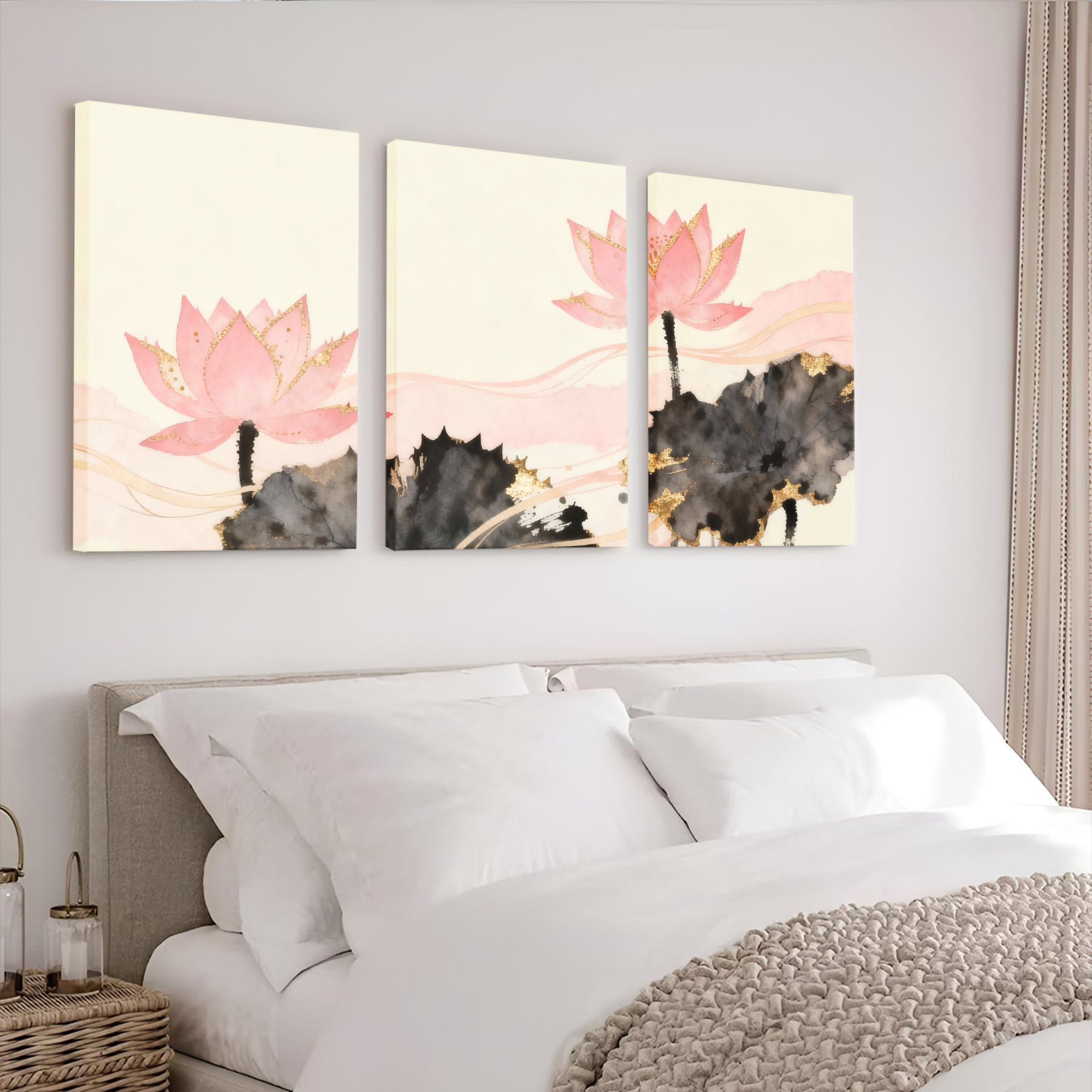 House of Hampton® Lotus Flower Watercolor Canvas Wrapped Wall Art ...