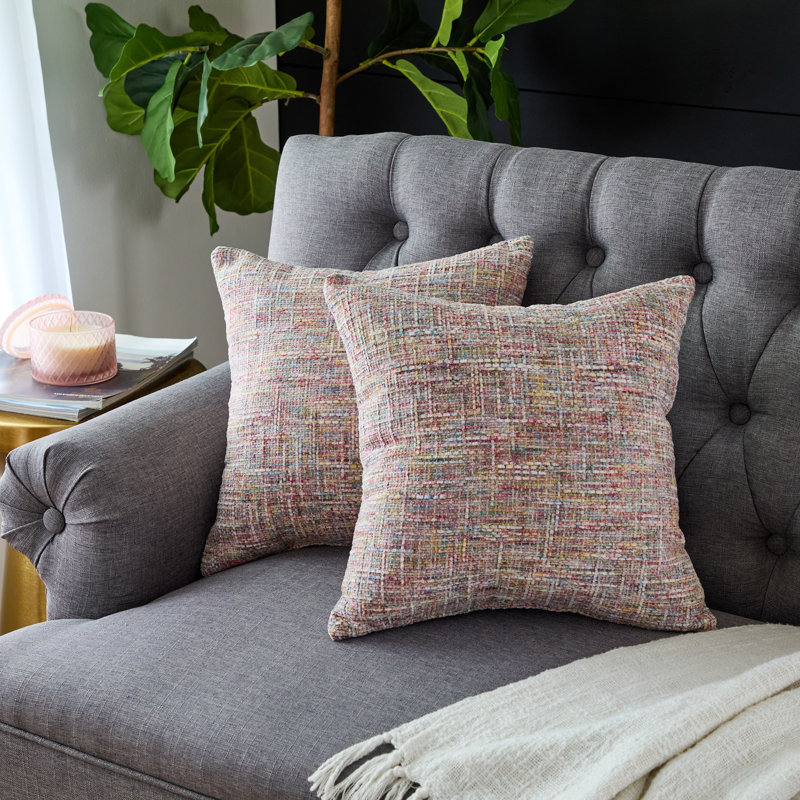 Textured Outdoor Reversible Throw Pillow, 18" H x 18" W, Avery Summer