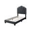 Lit plateforme simple de style contemporain avec tête de lit tapissier en laine gris anthracite et à motif floral, aucun sommier tapissier requis pour la chambre à coucher, tête de lit en tissu