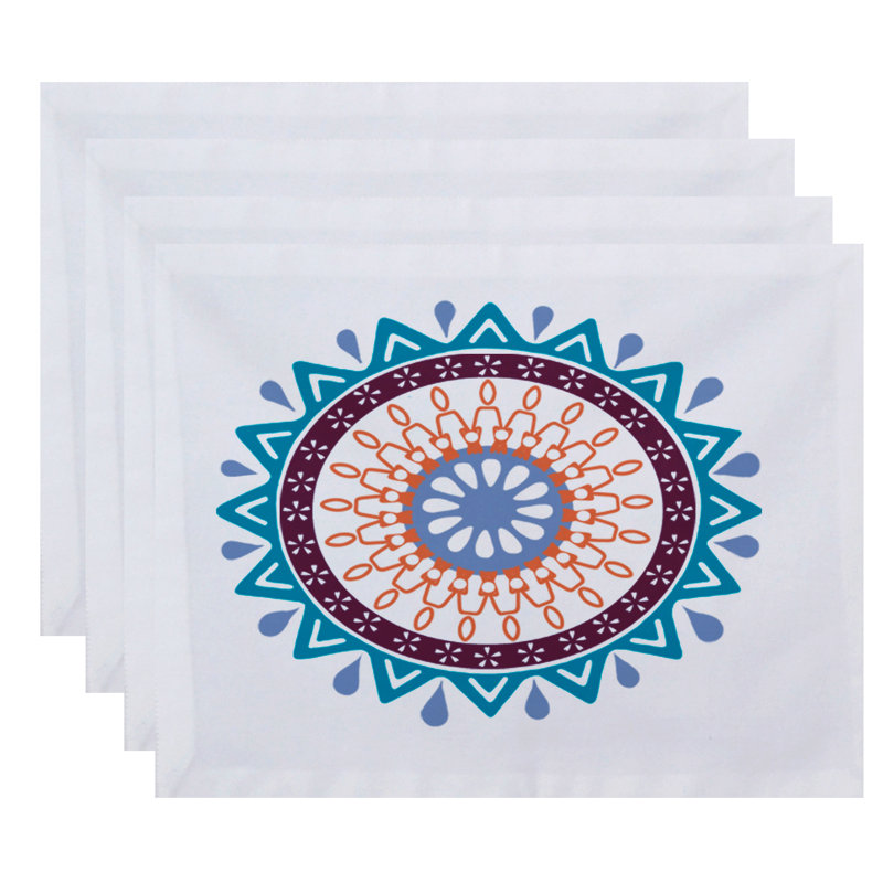 Alfreda Polyester Geometric Rectangle Placemat, Turquoise
