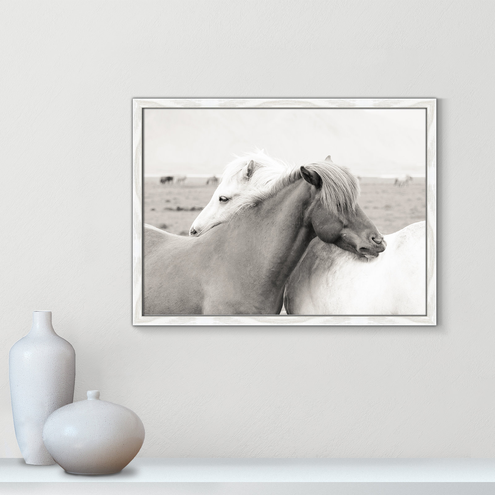 Melanie "Icelandic Meadow Horses" Print, 17" H x 23" W x 0.75" D, White Wood Grain Framed