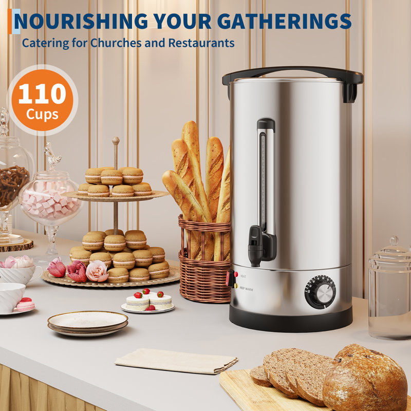 Commercial Coffee Urn, Large Capacity Stainless Steel Hot Coffee Maker, Double Wall Heat Retention Thermal Carafe for Wedding, Buffet, Catering, Events, Party Gathering