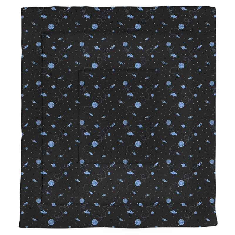 Édredon simple réversible Katelyn Elizabeth, Édredon très grand, Noir / Bleu