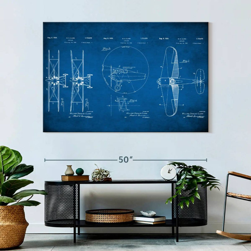 Avion, impression sur toile, H 34 po x l 51 po x P 1,25 po
