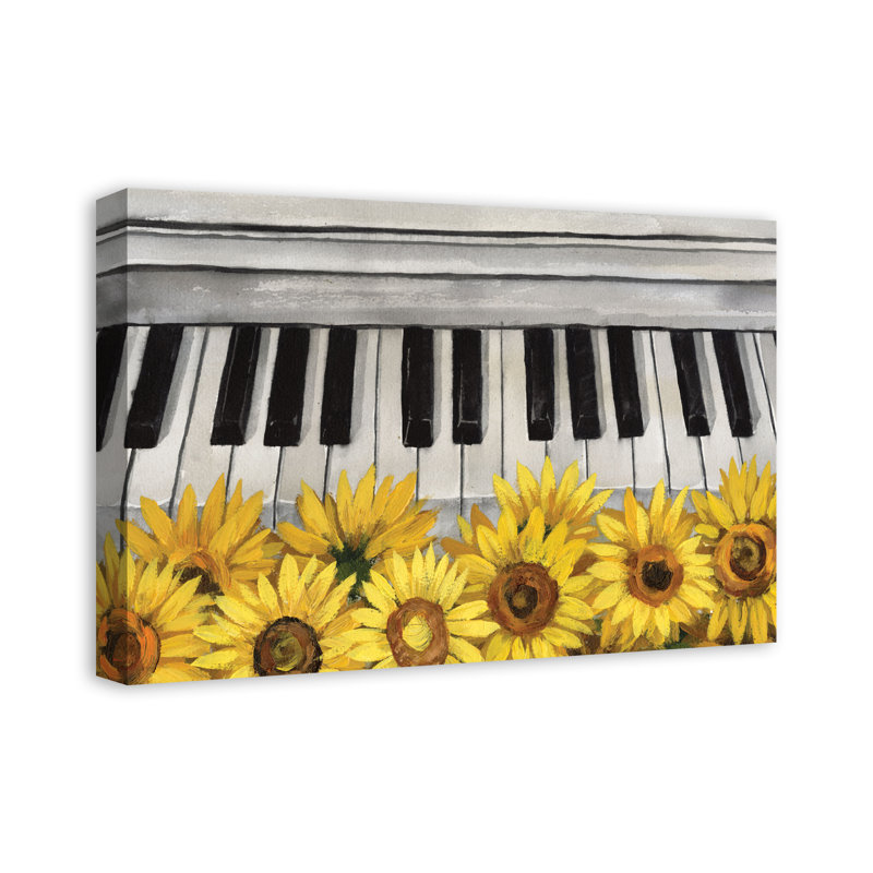 Musique et tournesols sur toile, H 16 po x l 24 po x P 1,25 po, Sans cadre