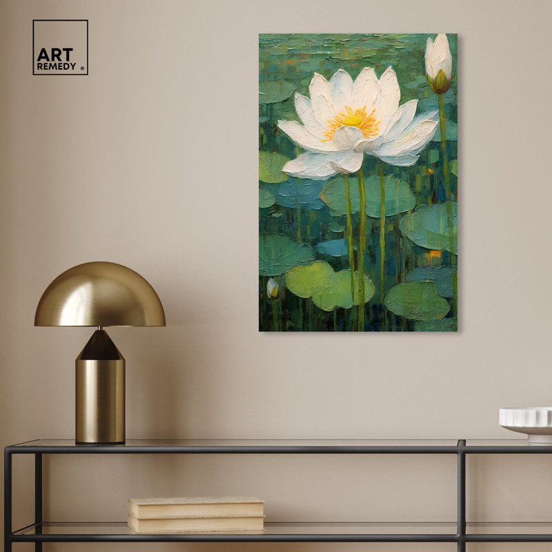 Art Remedy This Is My Waterlily, impressionisme encadré, H 24 po x l 16 po, Toile tendue