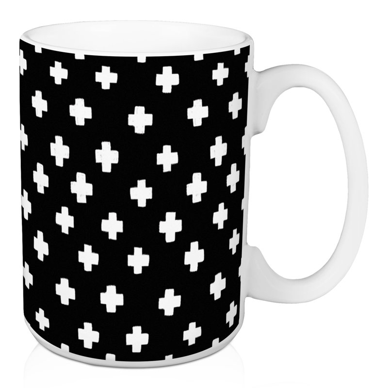 Grande tasse à café suisses crosss Ingle, Noir / Blanc