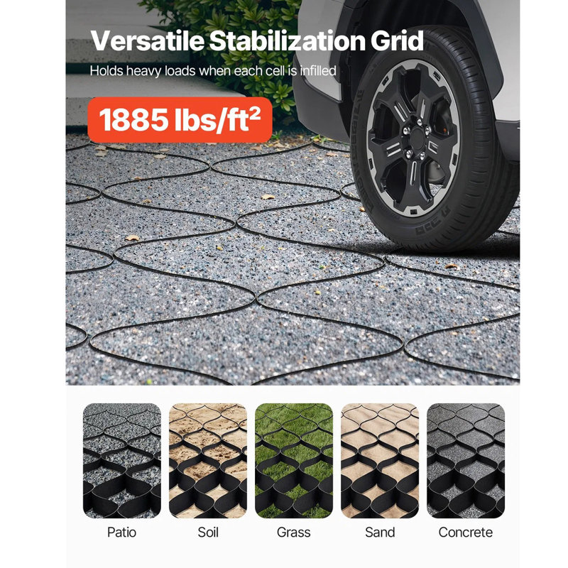 Grille de gravier de 2 pouces de profondeur, système de stabilisation de l'allée Hdpe Geo Grid perméable, rampe de jardin