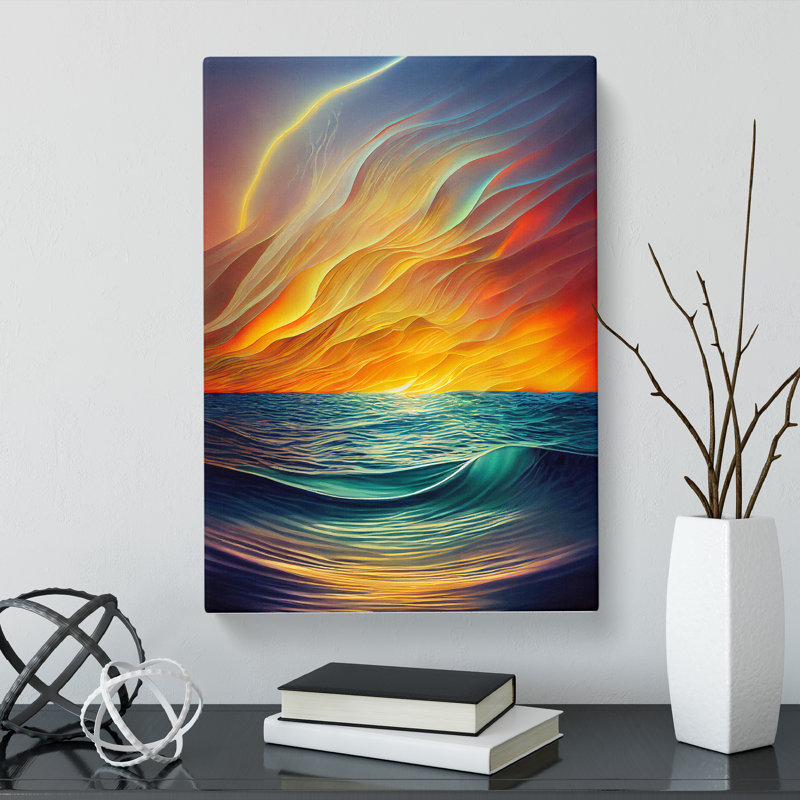 Seascape Flame Art - Wrapped Canvas, 76cm H x 50cm W x 3cm D