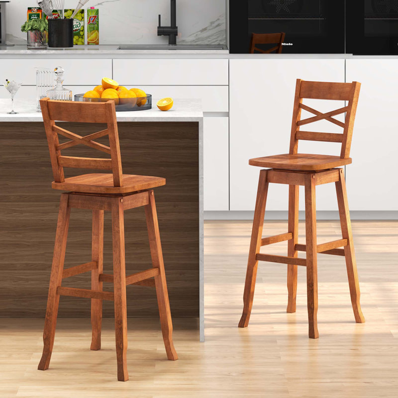 Kellynn Swivel Solid Wood Counter Stool, Walnut