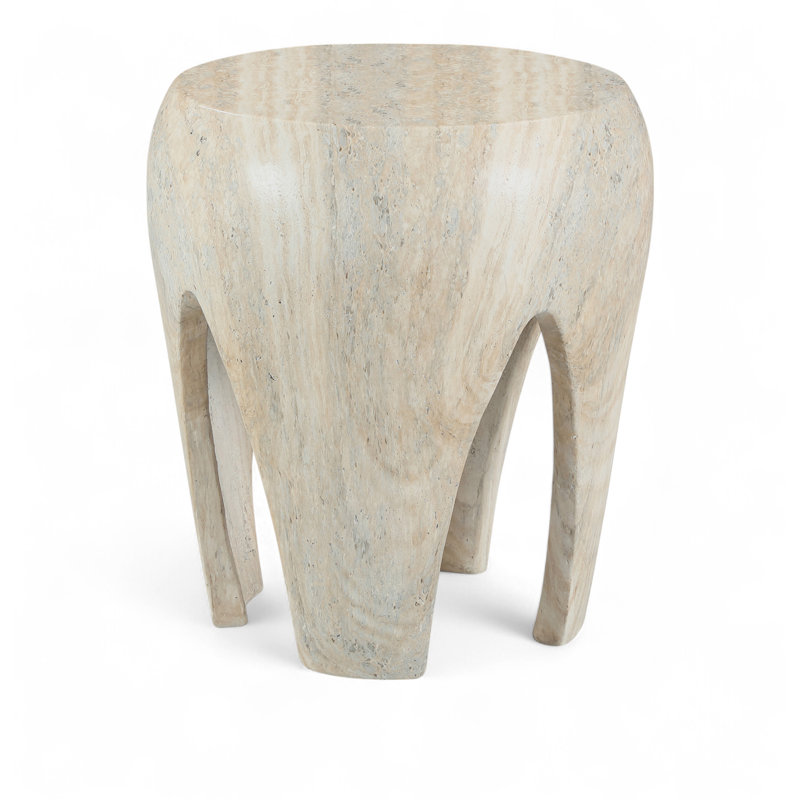 Table de bout intérieure / extérieure en béton et fibre de verre Moxie, Travertin