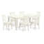 Ensemble de table de salle à manger 7 pièces composé d'une table de salle à manger rectangulaire avec rallonge papillon et 6 chaises en bois, 42 x 84 po, lin blanc-1811224632-1811224635