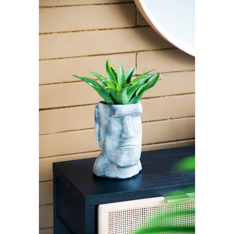 Modern Planter, Easter Island Cement Planter