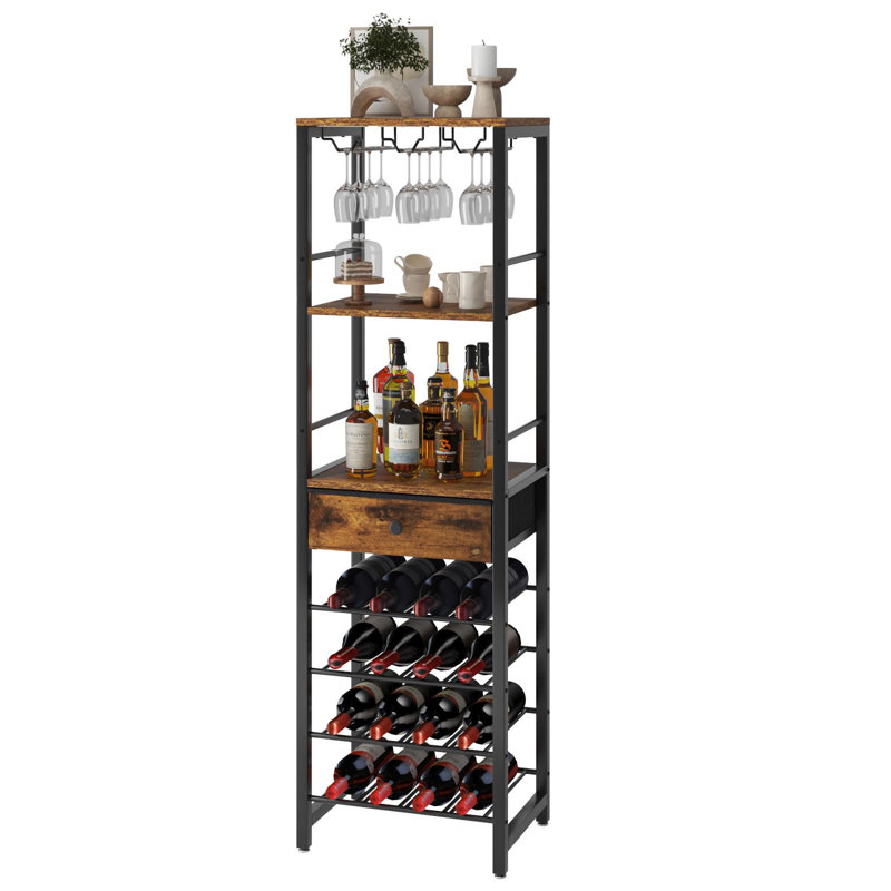16 Bottle Wine Bottle & Glass Rack