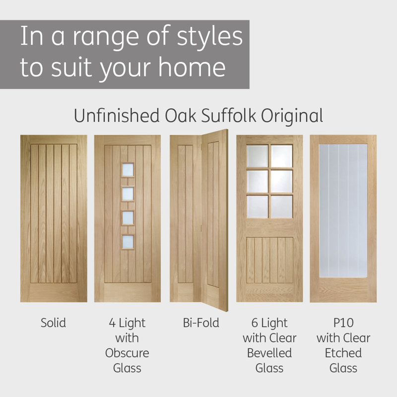 Internal Glazed Oak Suffolk Pattern 10 Pair, 1981mm H x 1524mm W x 40mm D