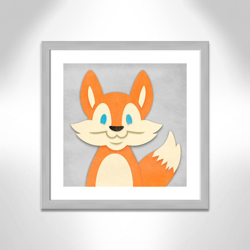 «Cheery Fox», impression sur papier, H 22,5 po x l 22,5 po x P 0,6 po, Encadré plat argent