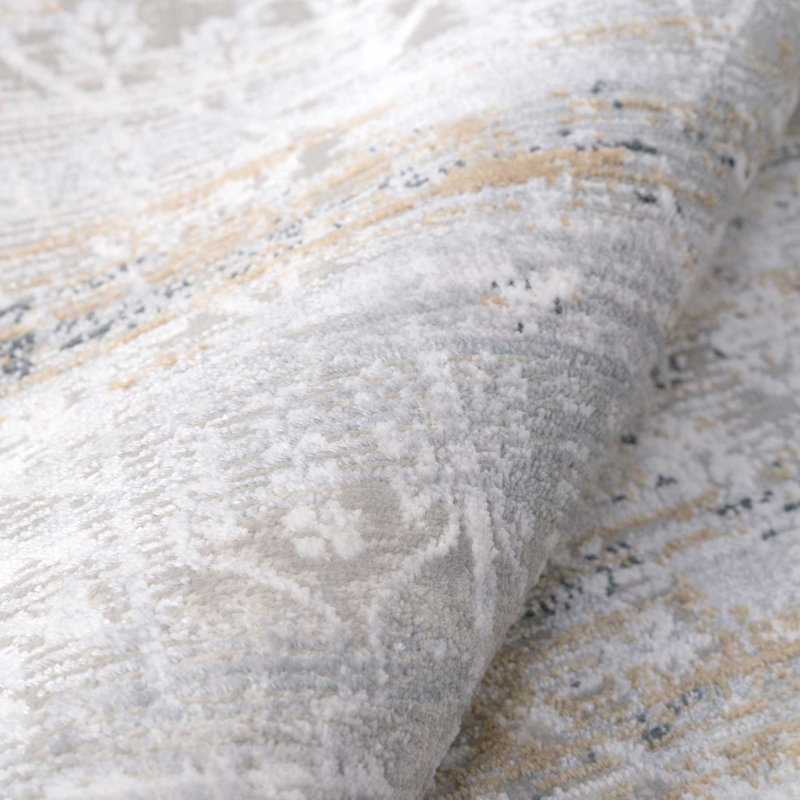 Aukai Distressed Mottled Grey Area Rug, Rectangle 60 x 110cm
