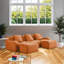 Soft Teddy Fabric Bone-free Three-seater Sofa With Two Footstools-1870643846