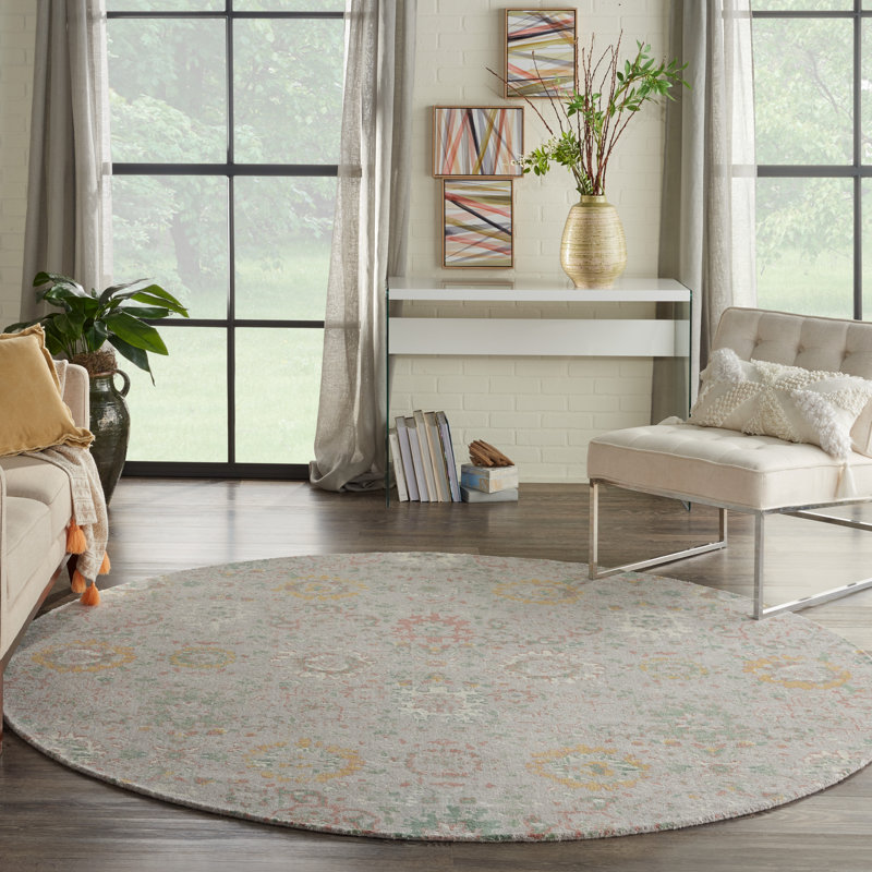 Stabler Viscose Floral Indoor Rug, Round 8'